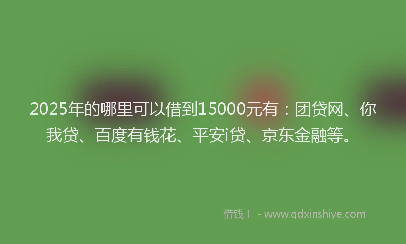 2025年的哪里可以借到15000元有：团贷网、你我贷、百度有钱花、平安i贷、京东金融等。