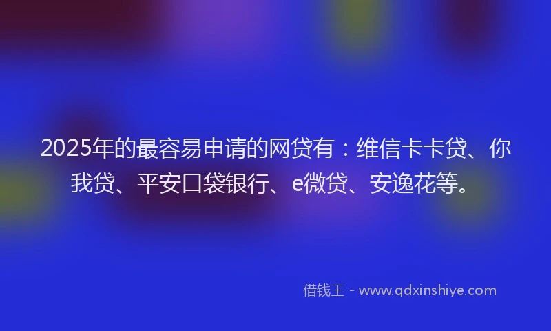 2025年的最容易申请的网贷有：维信卡卡贷、你我贷、平安口袋银行、e微贷、安逸花等。