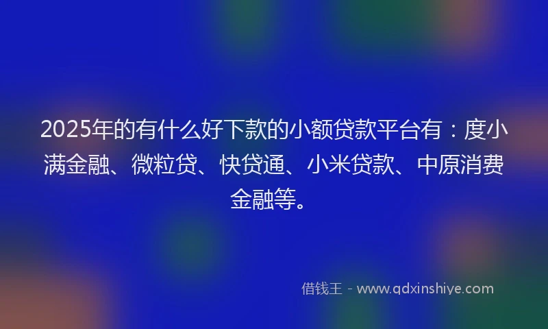 2025年的有什么好下款的小额贷款平台有：度小满金融、微粒贷、快贷通、小米贷款、中原消费金融等。