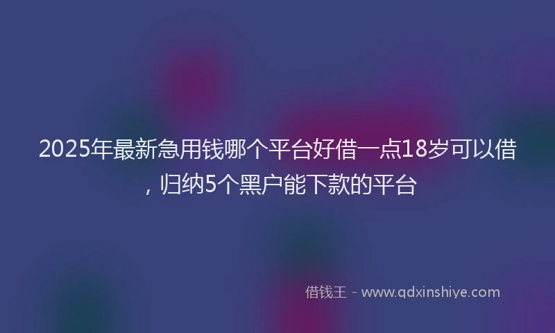 2025年最新急用钱哪个平台好借一点18岁可以借，归纳5个黑户能下款的平台