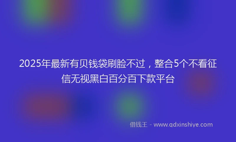 2025年最新有贝钱袋刷脸不过，整合5个不看征信无视黑白百分百下款平台