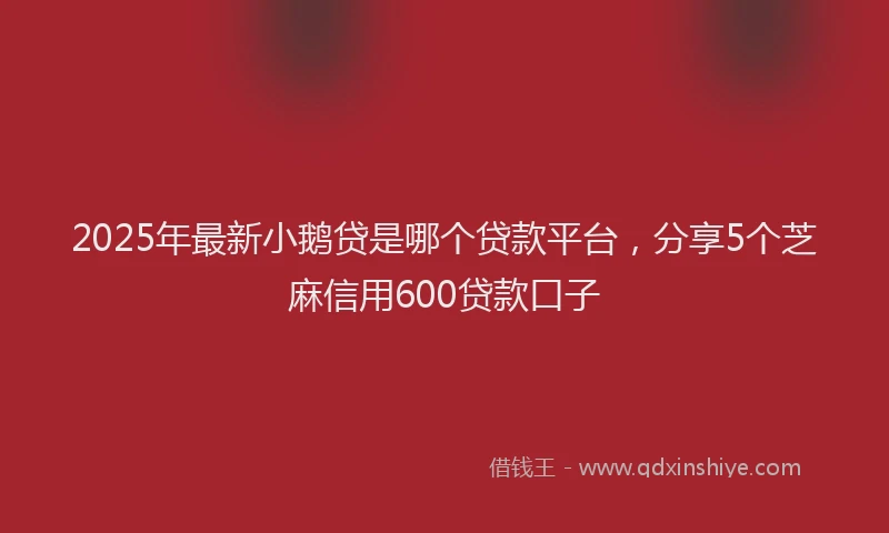 2025年最新小鹅贷是哪个贷款平台，分享5个芝麻信用600贷款口子