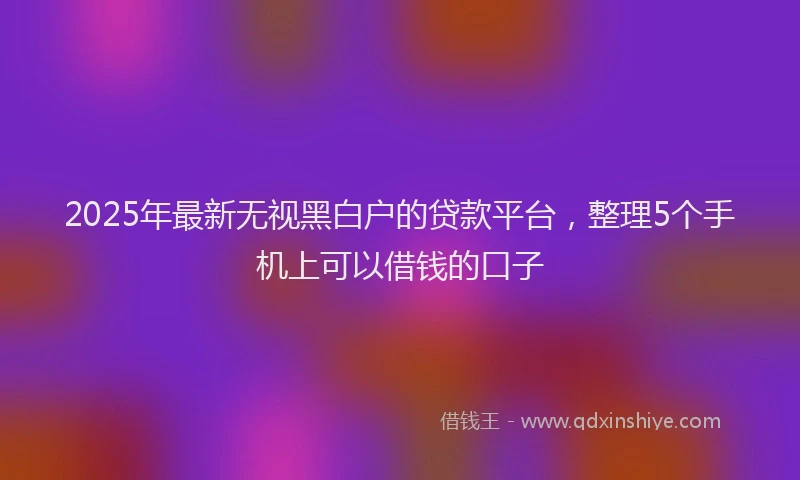 2025年最新无视黑白户的贷款平台，整理5个手机上可以借钱的口子