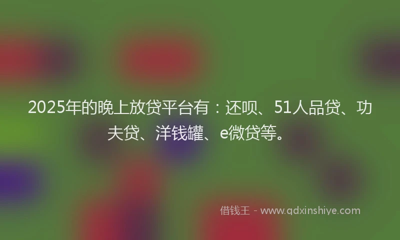 2025年的晚上放贷平台有：还呗、51人品贷、功夫贷、洋钱罐、e微贷等。
