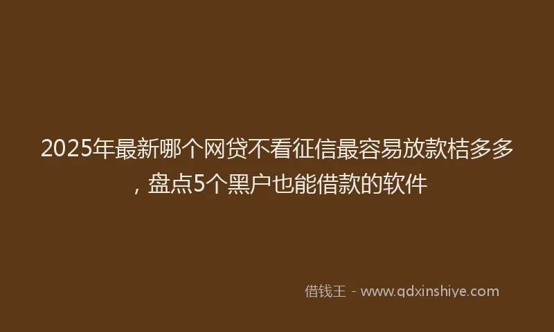 2025年最新哪个网贷不看征信最容易放款桔多多，盘点5个黑户也能借款的软件