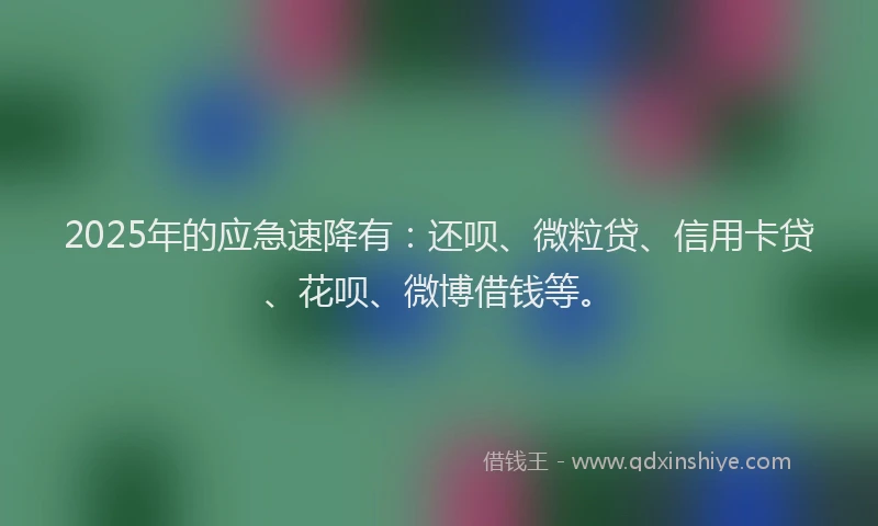 2025年的应急速降有：还呗、微粒贷、信用卡贷、花呗、微博借钱等。