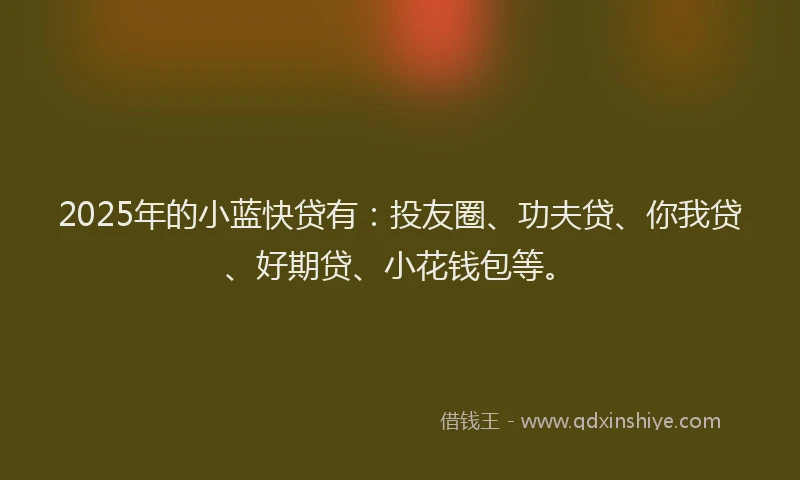 2025年的小蓝快贷有：投友圈、功夫贷、你我贷、好期贷、小花钱包等。