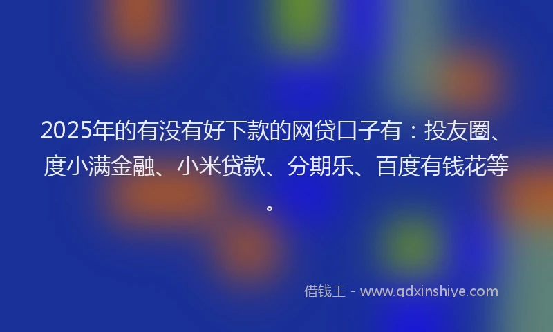2025年的有没有好下款的网贷口子有：投友圈、度小满金融、小米贷款、分期乐、百度有钱花等。