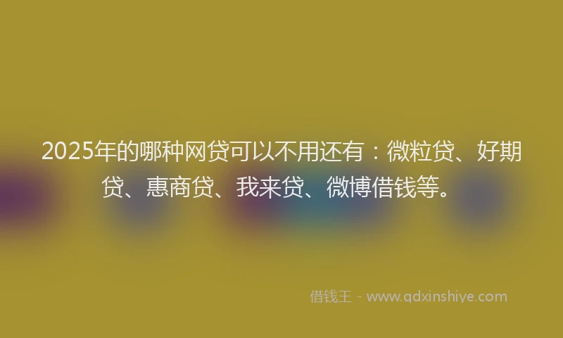 2025年的哪种网贷可以不用还有：微粒贷、好期贷、惠商贷、我来贷、微博借钱等。