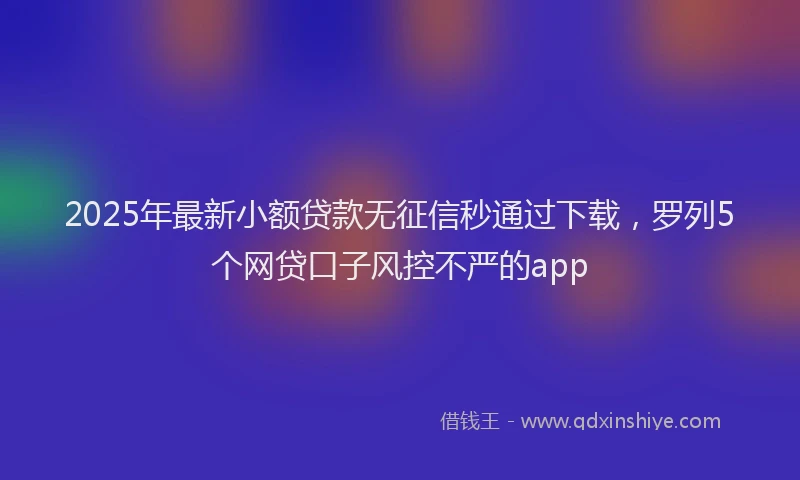 2025年最新小额贷款无征信秒通过下载，罗列5个网贷口子风控不严的app