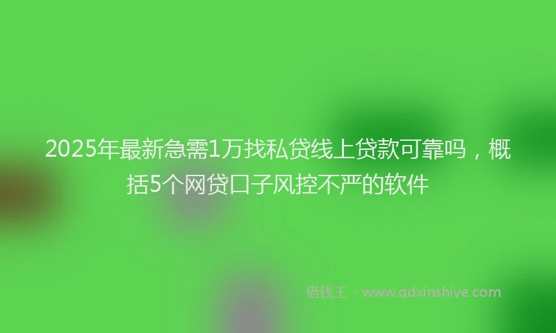 2025年最新急需1万找私贷线上贷款可靠吗，概括5个网贷口子风控不严的软件