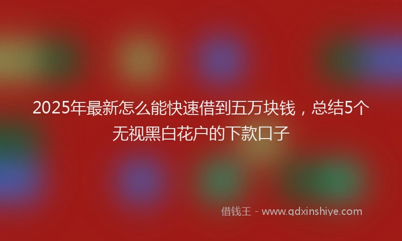 2025年最新怎么能快速借到五万块钱，总结5个无视黑白花户的下款口子