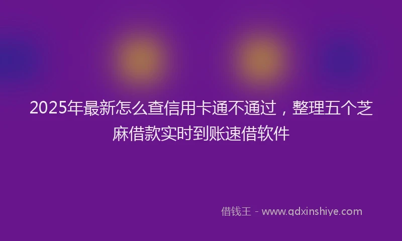 2025年最新怎么查信用卡通不通过，整理五个芝麻借款实时到账速借软件