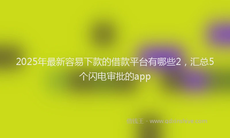 2025年最新容易下款的借款平台有哪些2，汇总5个闪电审批的app