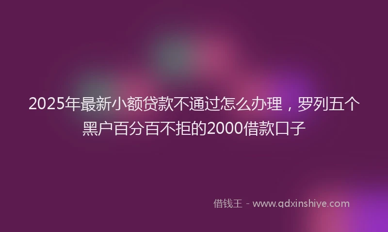 2025年最新小额贷款不通过怎么办理，罗列五个黑户百分百不拒的2000借款口子