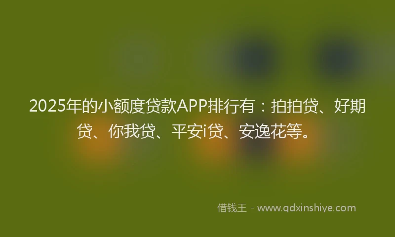 2025年的小额度贷款APP排行有：拍拍贷、好期贷、你我贷、平安i贷、安逸花等。