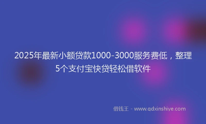 2025年最新小额贷款1000-3000服务费低，整理5个支付宝快贷轻松借软件