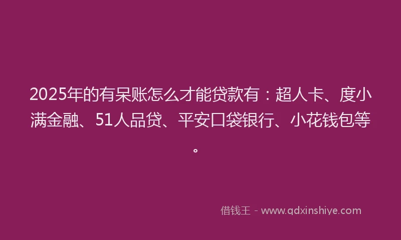 2025年的有呆账怎么才能贷款有：超人卡、度小满金融、51人品贷、平安口袋银行、小花钱包等。