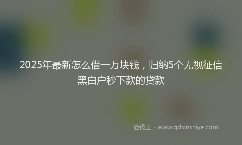 2025年最新怎么借一万块钱，归纳5个无视征信黑白户秒下款的贷款