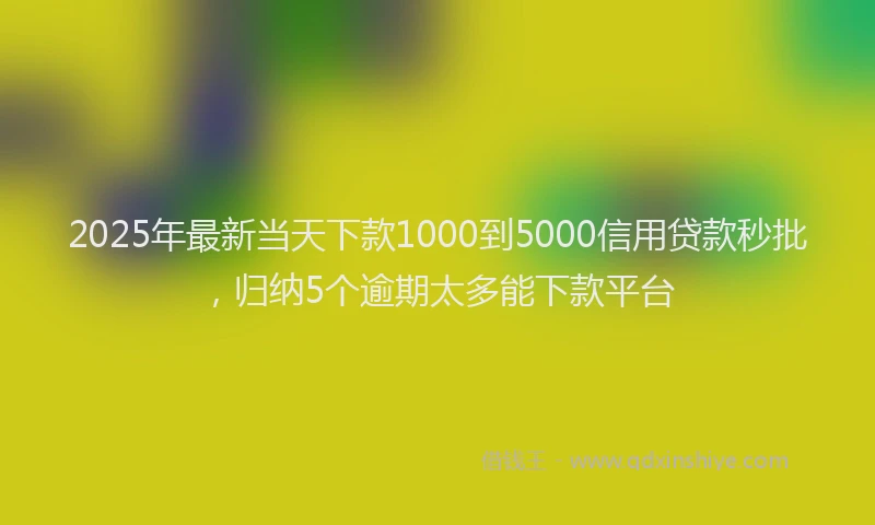 2025年最新当天下款1000到5000信用贷款秒批，归纳5个逾期太多能下款平台