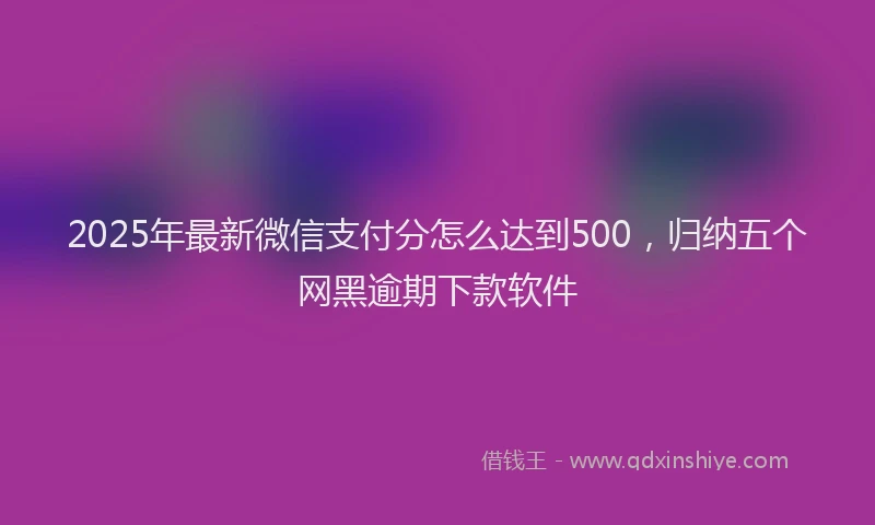 2025年最新微信支付分怎么达到500，归纳五个网黑逾期下款软件