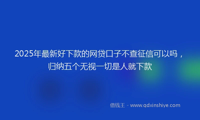 2025年最新好下款的网贷口子不查征信可以吗，归纳五个无视一切是人就下款