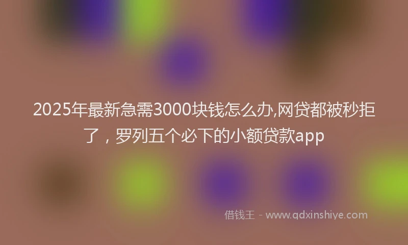 2025年最新急需3000块钱怎么办,网贷都被秒拒了，罗列五个必下的小额贷款app