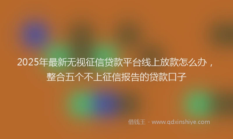 2025年最新无视征信贷款平台线上放款怎么办，整合五个不上征信报告的贷款口子
