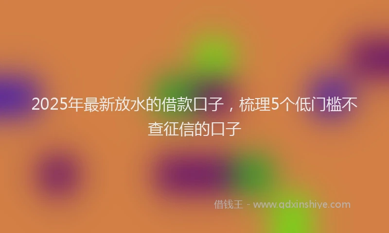 2025年最新放水的借款口子，梳理5个低门槛不查征信的口子
