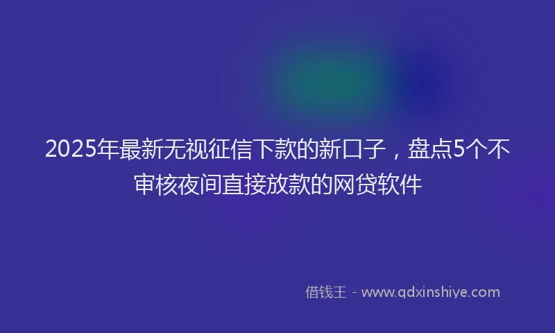 2025年最新无视征信下款的新口子，盘点5个不审核夜间直接放款的网贷软件