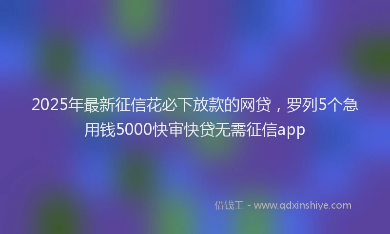 2025年最新征信花必下放款的网贷，罗列5个急用钱5000快审快贷无需征信app