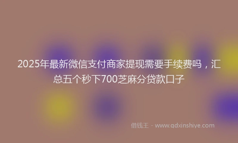 2025年最新微信支付商家提现需要手续费吗，汇总五个秒下700芝麻分贷款口子