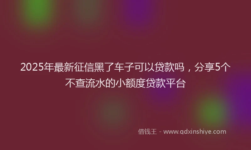 2025年最新征信黑了车子可以贷款吗，分享5个不查流水的小额度贷款平台