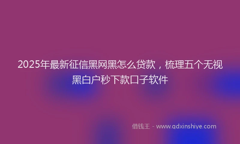 2025年最新征信黑网黑怎么贷款，梳理五个无视黑白户秒下款口子软件