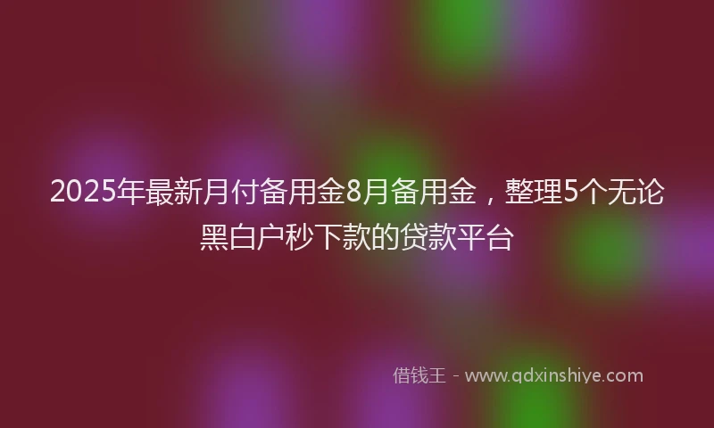 2025年最新月付备用金8月备用金，整理5个无论黑白户秒下款的贷款平台