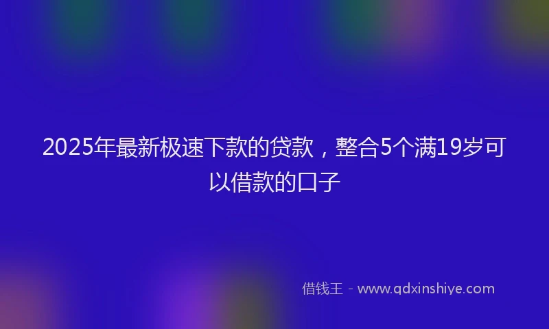 2025年最新极速下款的贷款，整合5个满19岁可以借款的口子
