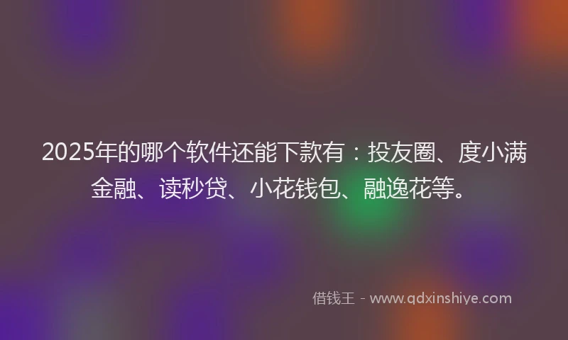 2025年的哪个软件还能下款有：投友圈、度小满金融、读秒贷、小花钱包、融逸花等。