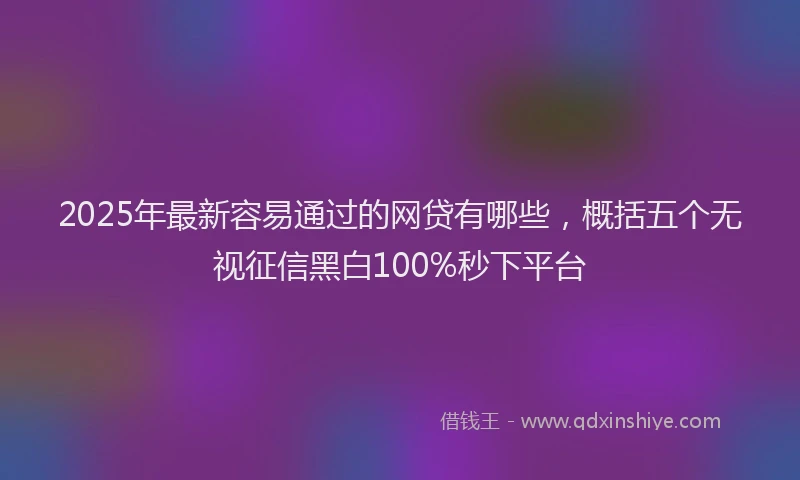 2025年最新容易通过的网贷有哪些，概括五个无视征信黑白100%秒下平台