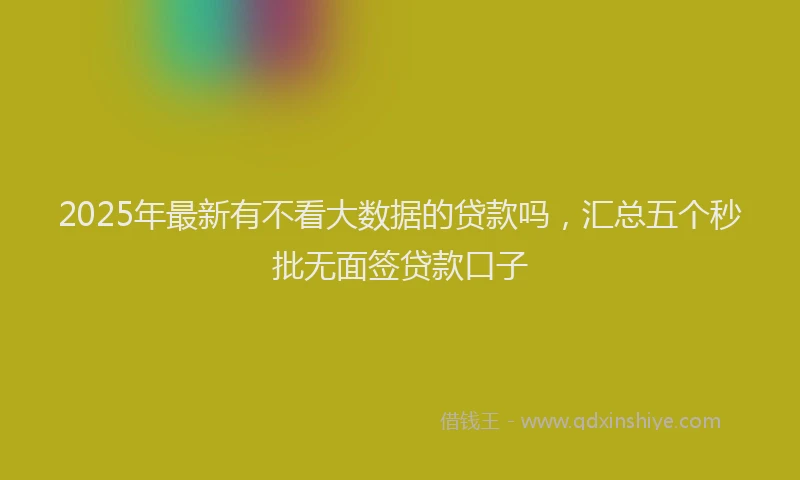 2025年最新有不看大数据的贷款吗，汇总五个秒批无面签贷款口子