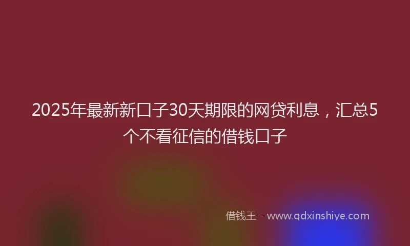 2025年最新新口子30天期限的网贷利息，汇总5个不看征信的借钱口子