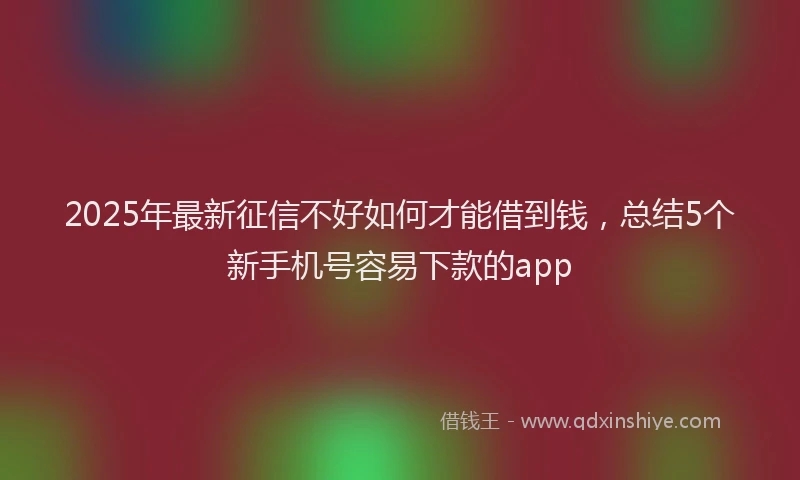 2025年最新征信不好如何才能借到钱，总结5个新手机号容易下款的app