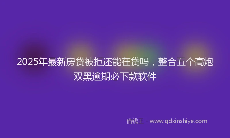 2025年最新房贷被拒还能在贷吗，整合五个高炮双黑逾期必下款软件