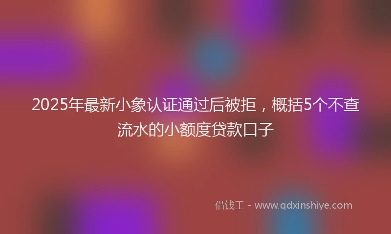 2025年最新小象认证通过后被拒，概括5个不查流水的小额度贷款口子
