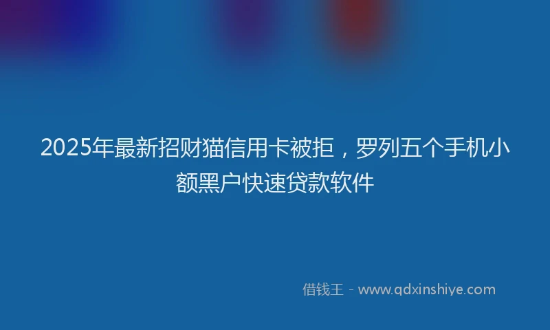 2025年最新招财猫信用卡被拒，罗列五个手机小额黑户快速贷款软件