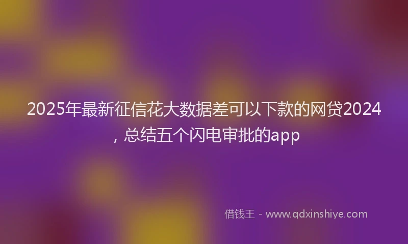 2025年最新征信花大数据差可以下款的网贷2024，总结五个闪电审批的app