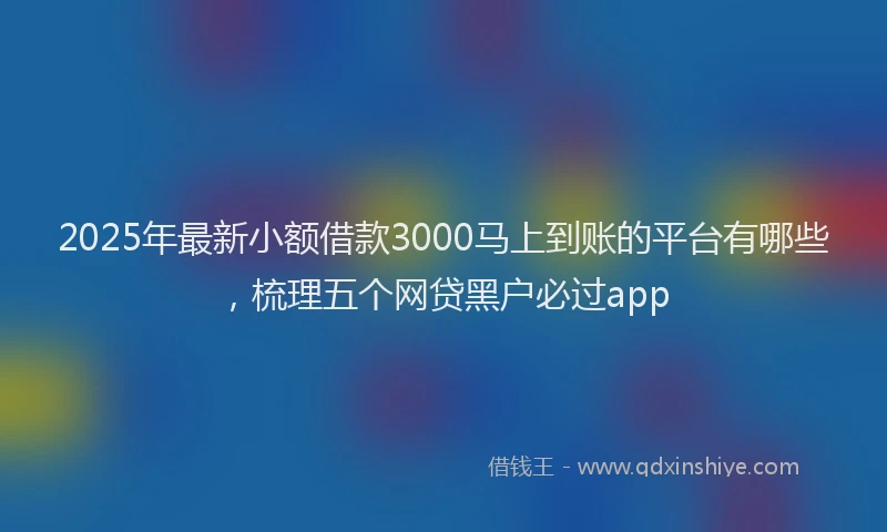 2025年最新小额借款3000马上到账的平台有哪些，梳理五个网贷黑户必过app