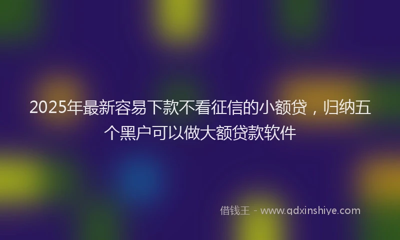 2025年最新容易下款不看征信的小额贷，归纳五个黑户可以做大额贷款软件