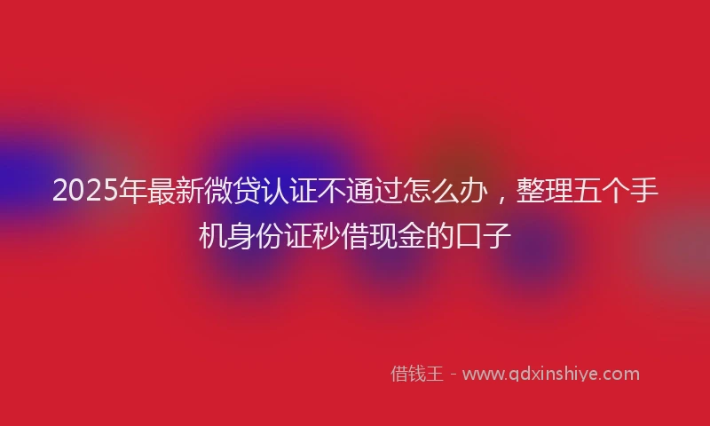 2025年最新微贷认证不通过怎么办，整理五个手机身份证秒借现金的口子