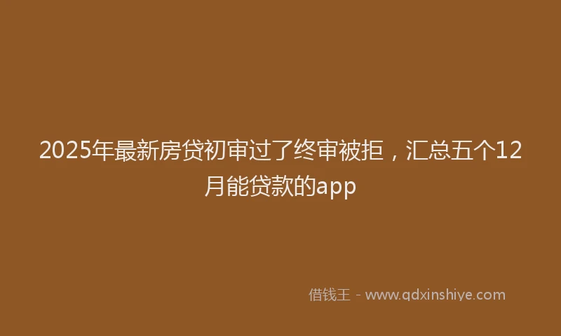 2025年最新房贷初审过了终审被拒，汇总五个12月能贷款的app