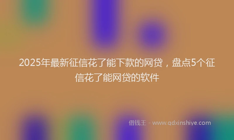 2025年最新征信花了能下款的网贷，盘点5个征信花了能网贷的软件